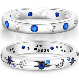 Blue Zircon Moon Ring