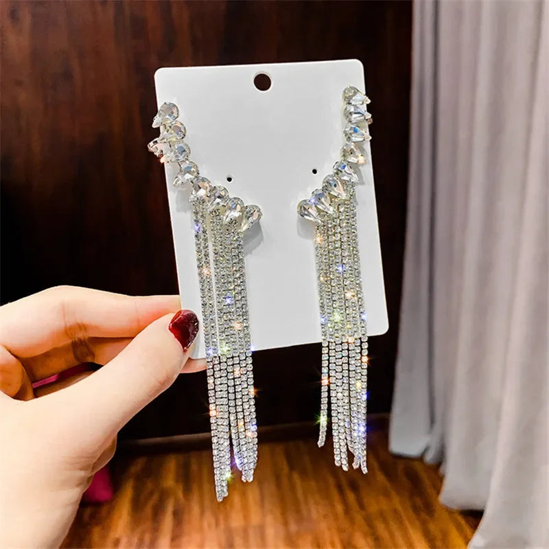 Crystal Tassel Drop Earrings