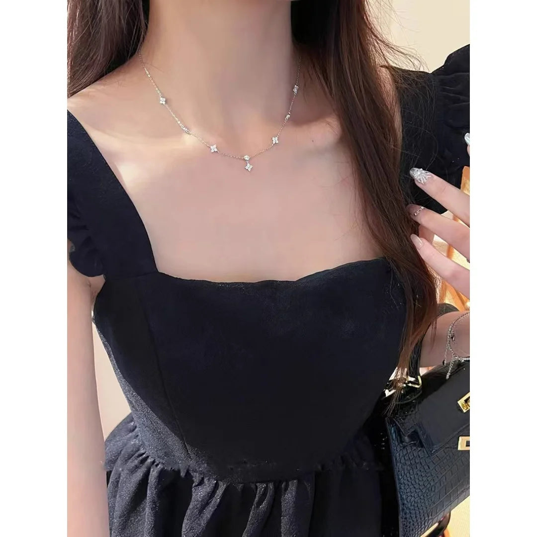 Zircon Clover Chain Necklace