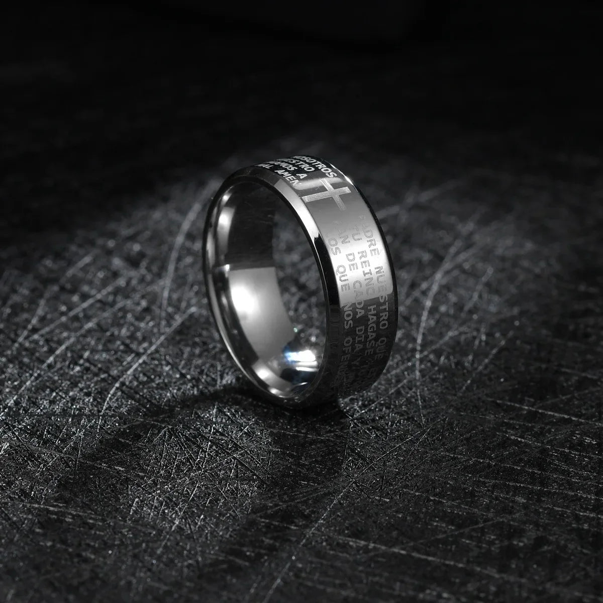Christian Cross Engraved Ring