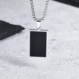 Black Enamel Square Necklace