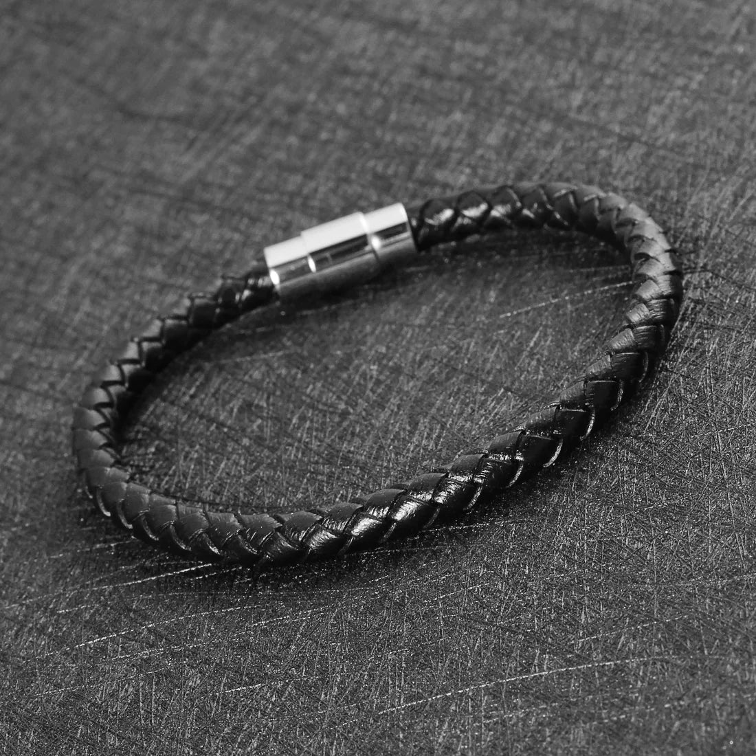 Woven Leather Magnetic Bracelet