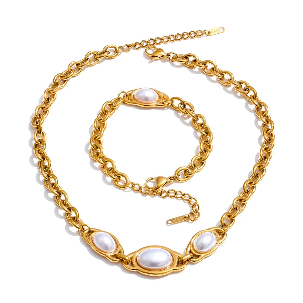 Golden Pearl Chain Set
