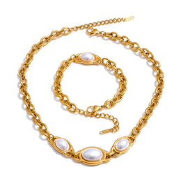 Golden Pearl Chain Set