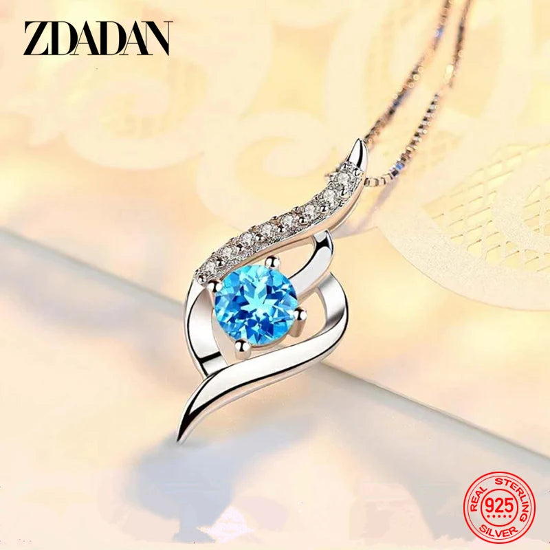 Blue Crystal Silver Necklace