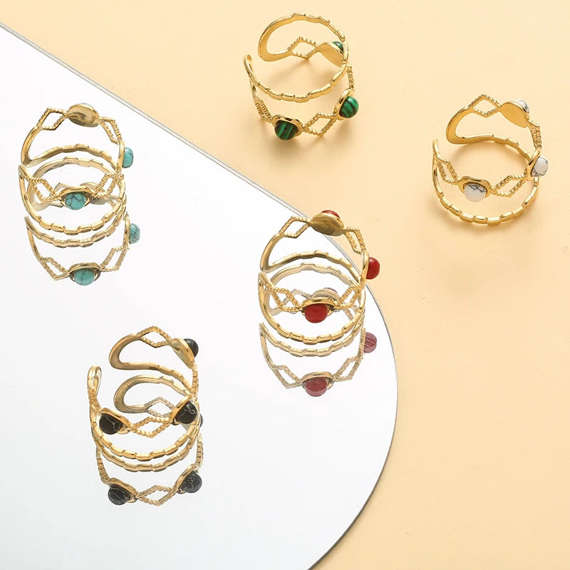 Natural Stone Open Ring
