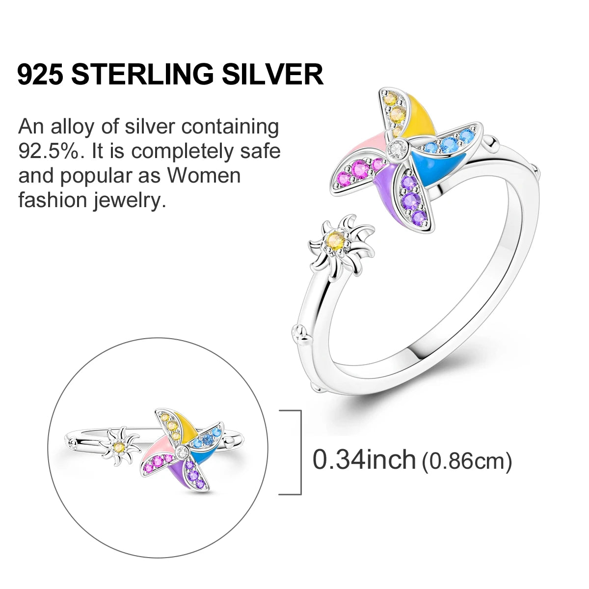 Blue Zircon Moon Ring