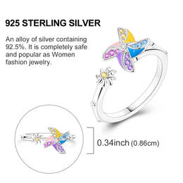 Blue Zircon Moon Ring