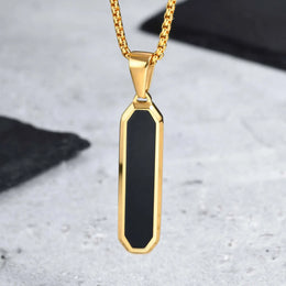 Black Enamel Square Necklace