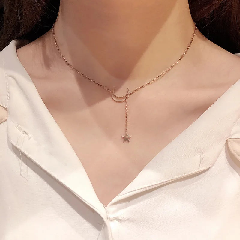 Moon Star Charm Necklace