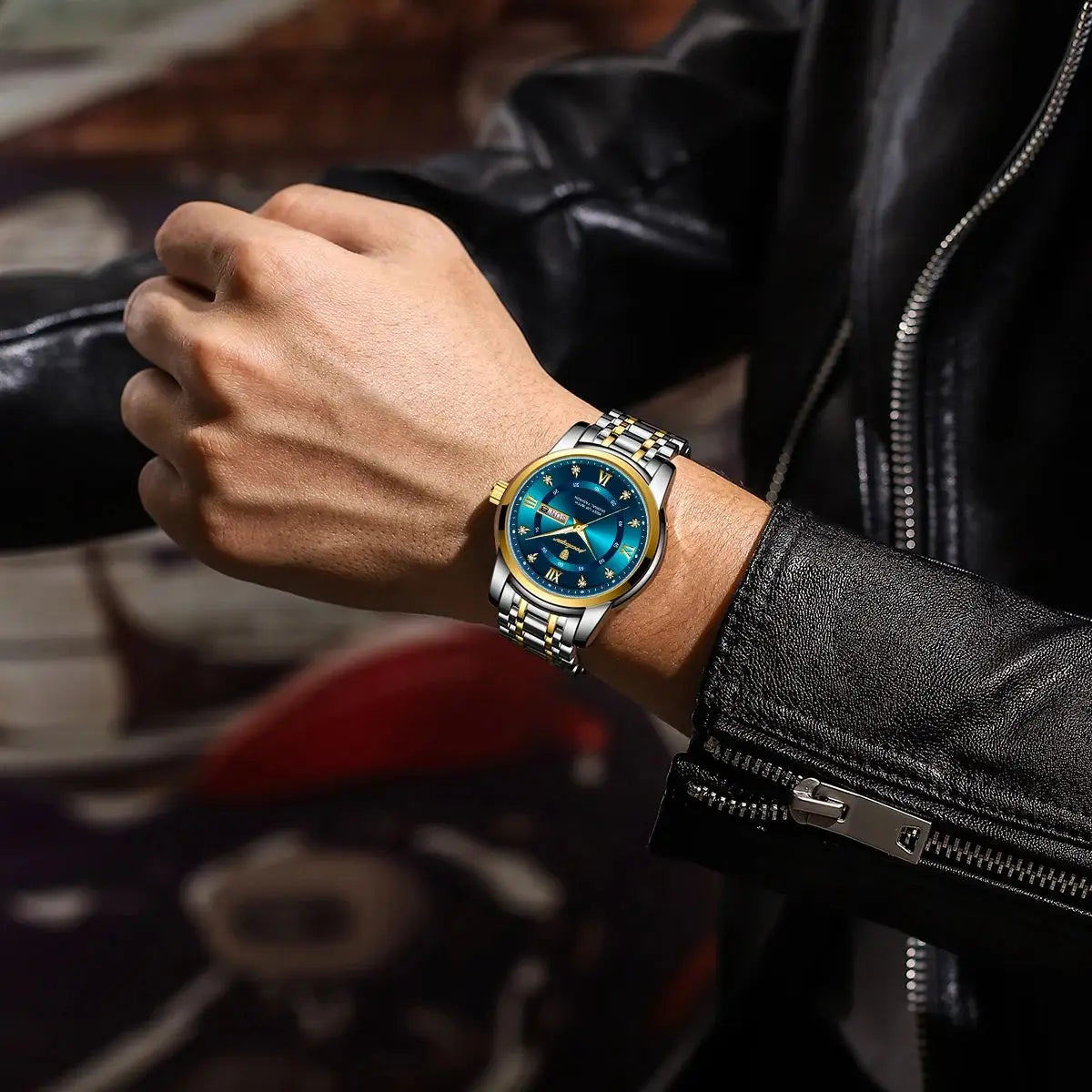 POEDAGAR Luminous Calendar Watch