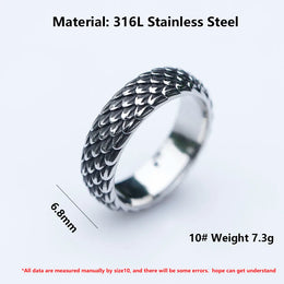 Viking Dragon Steel Ring