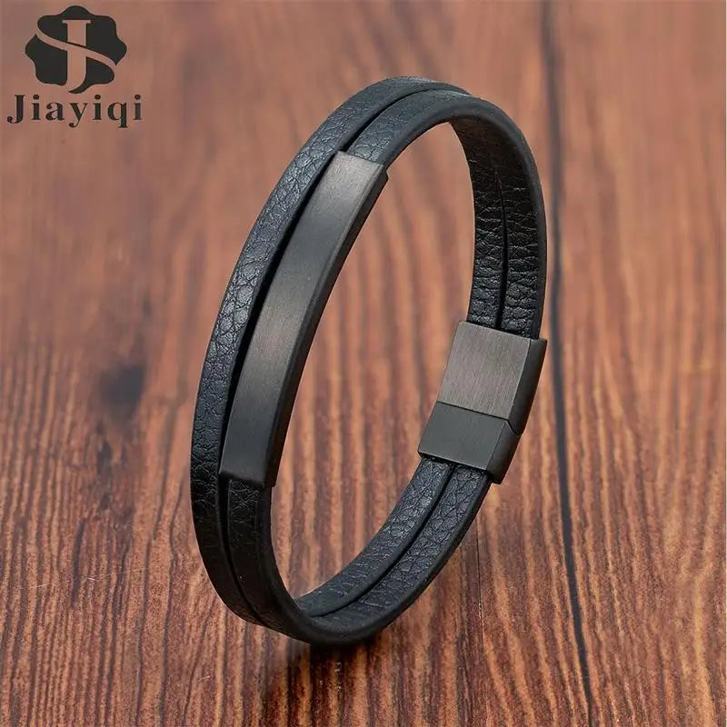 Black Braided Leather Bracelet