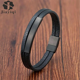 Black Braided Leather Bracelet