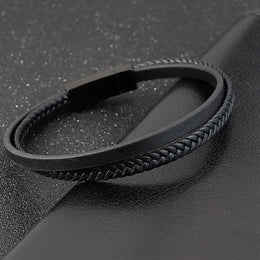 Black Braided Leather Bracelet