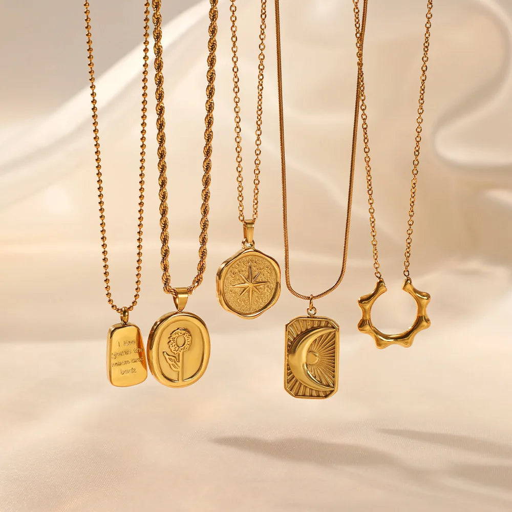 Vintage Moon Steel Necklace
