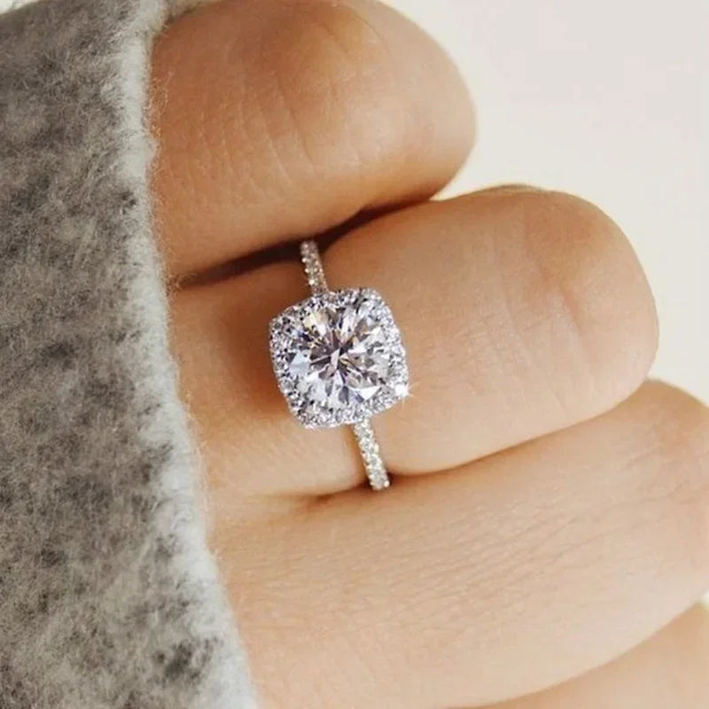 Silver Zircon Bridal Ring