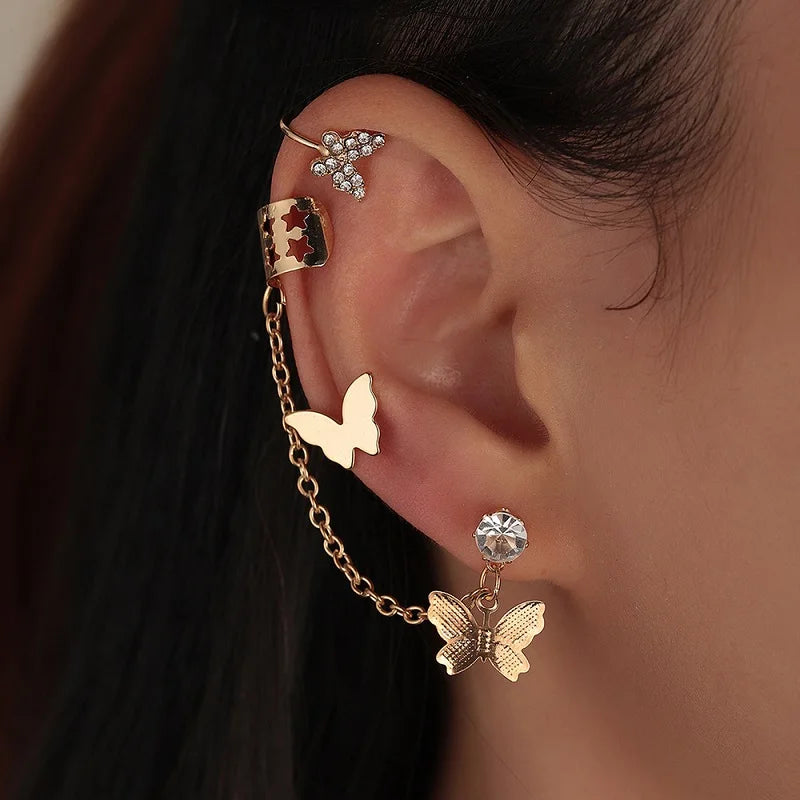 Butterfly Tassel Clip Earrings