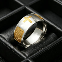 Christian Cross Engraved Ring