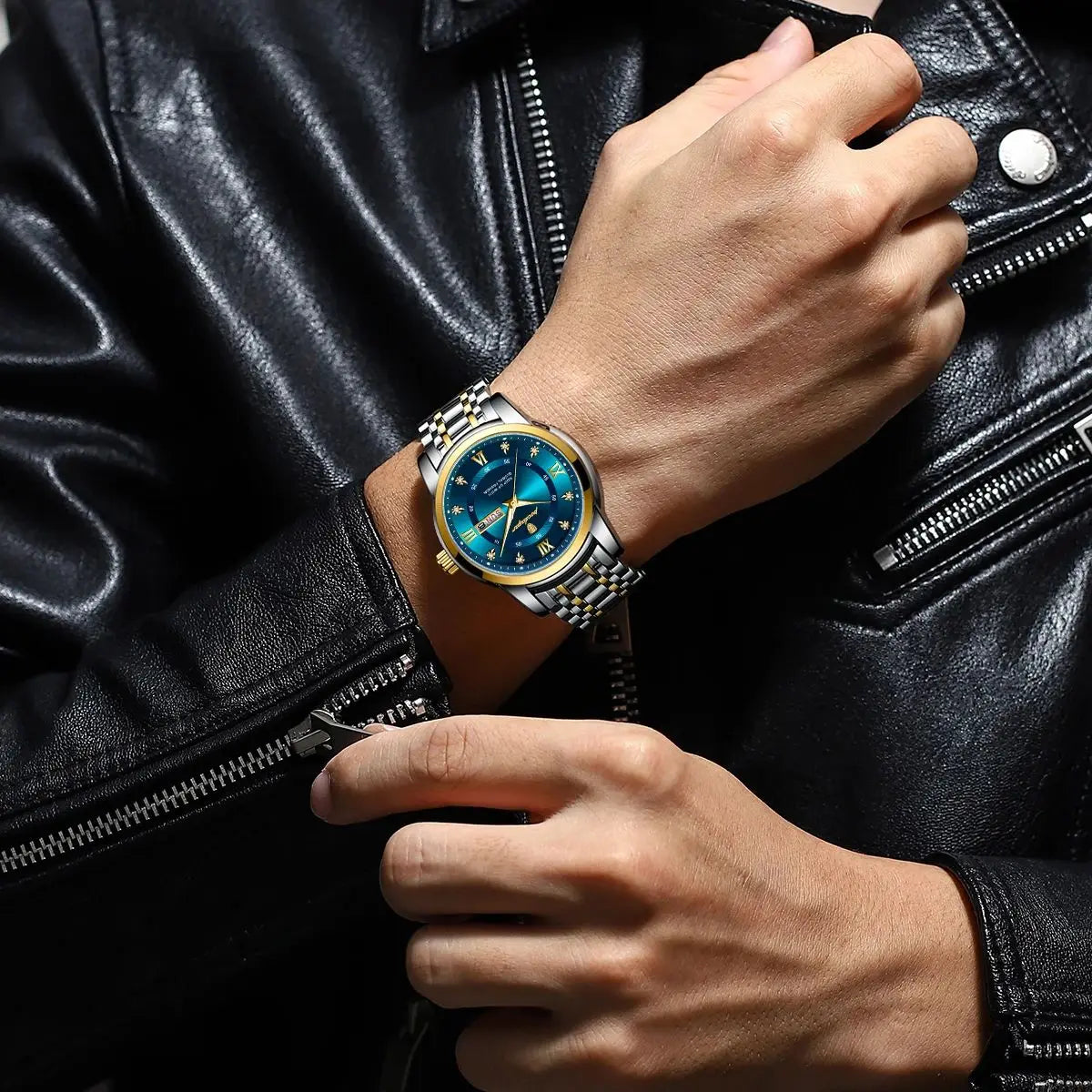 POEDAGAR Luminous Calendar Watch