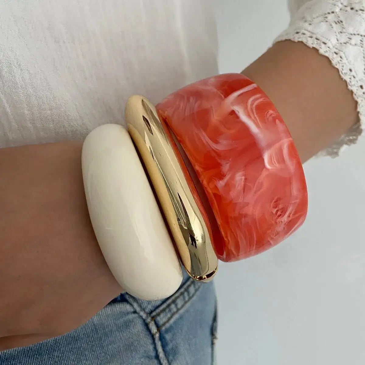 Geometric Acrylic Wide Bracelet