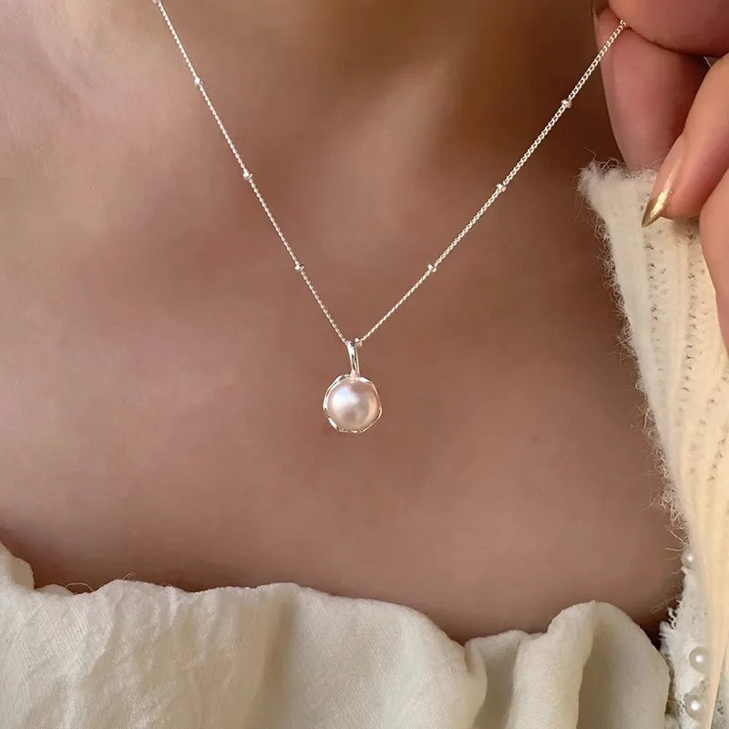 Sterling Pearl Chain Necklace