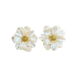 White Camellia Flower Studs