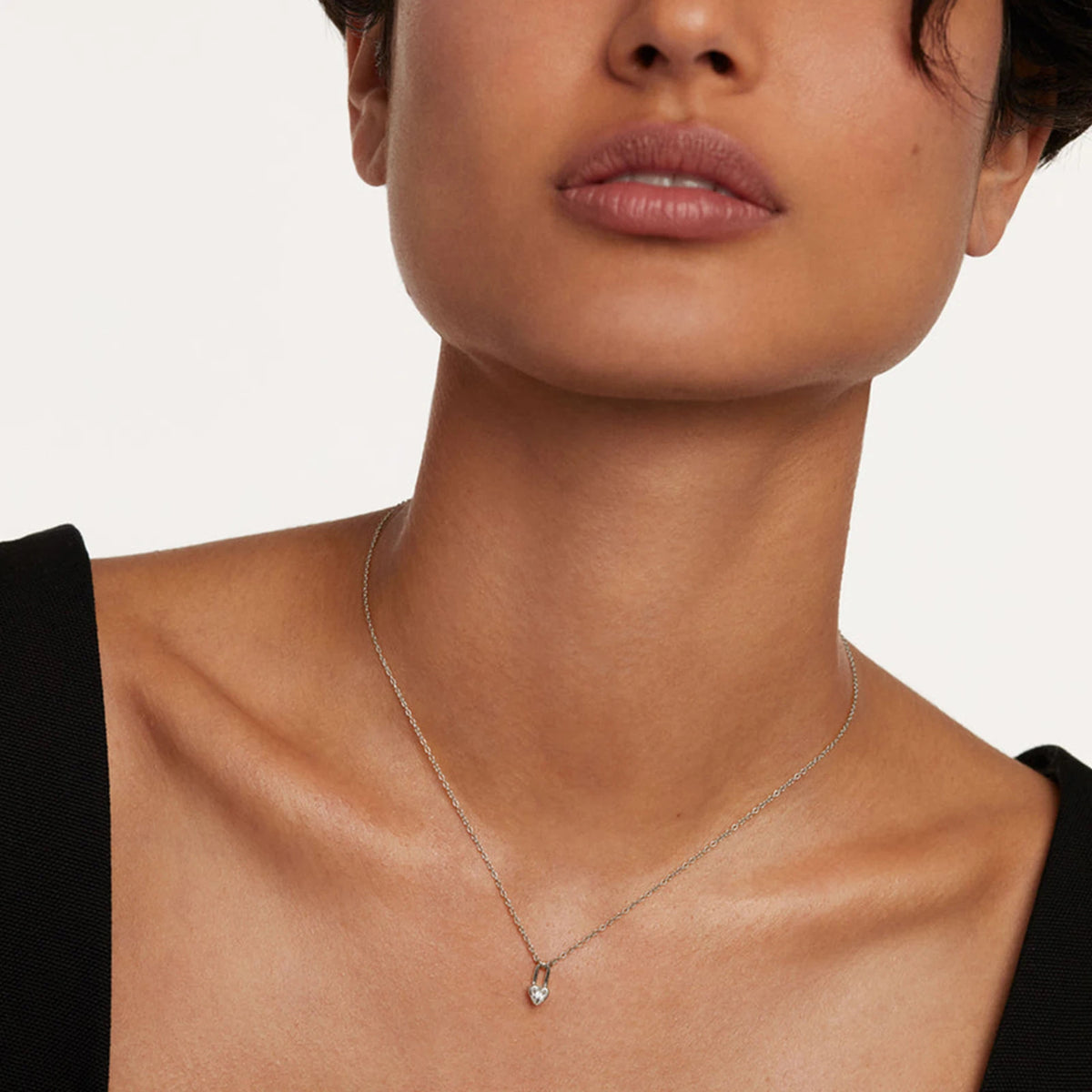 Heart Padlock Silver Necklace