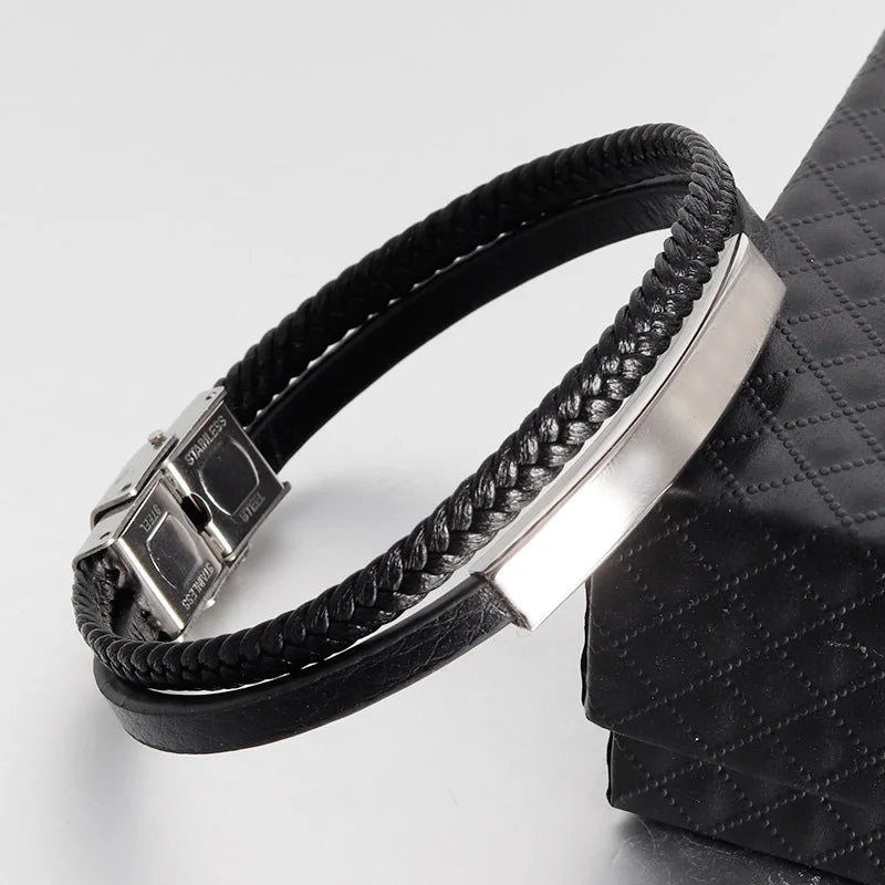 Black Braided Leather Bracelet
