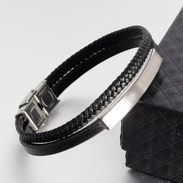 Black Braided Leather Bracelet