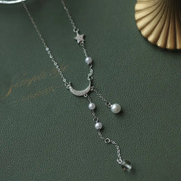 Sterling Star Moon Necklace