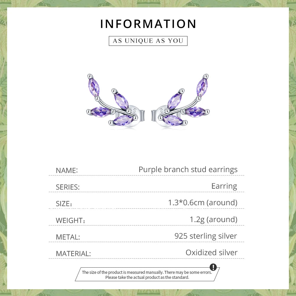 Purple Branch Silver Studs