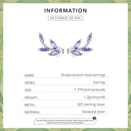 Purple Branch Silver Studs