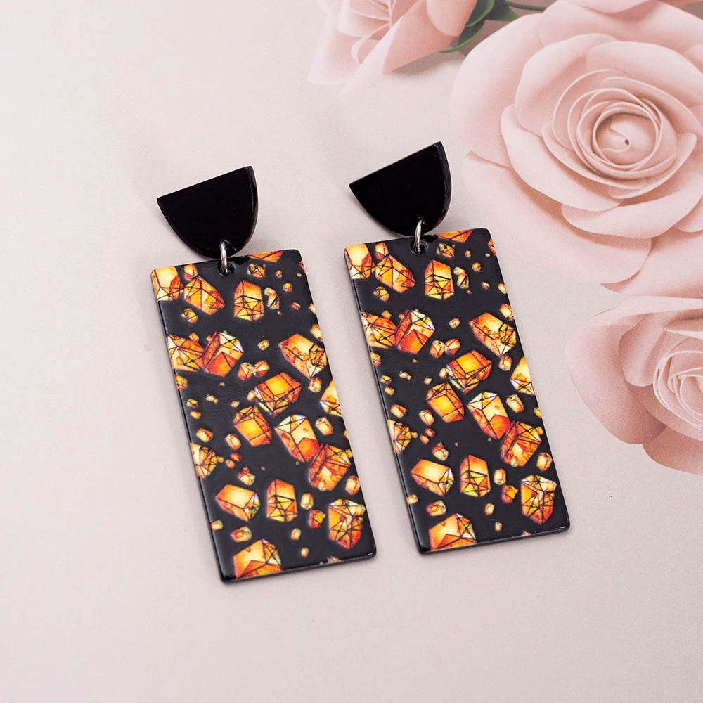 Black Acrylic Flower Earrings