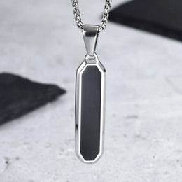 Black Enamel Square Necklace