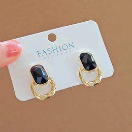 Black Geometric Dangle Earrings