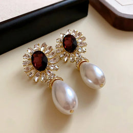Floral Rhinestone Pearl Set