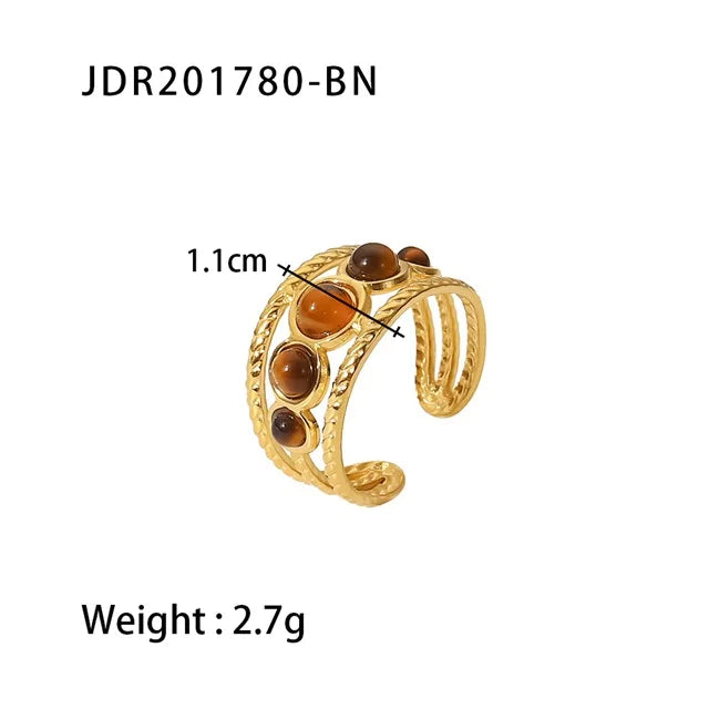 Natural Stone Steel Ring
