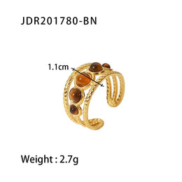 Natural Stone Steel Ring