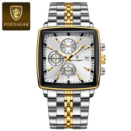 POEDAGAR Square Chronograph Watch