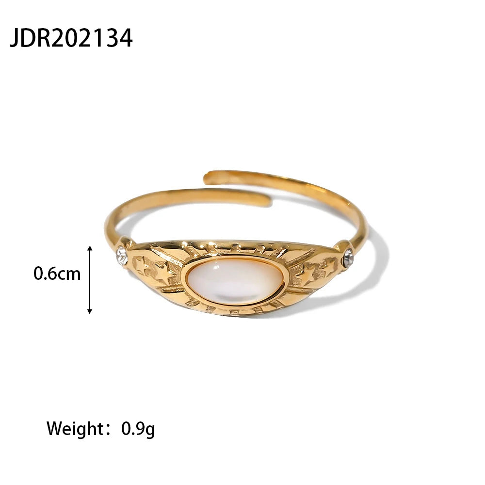 Natural Stone Steel Ring