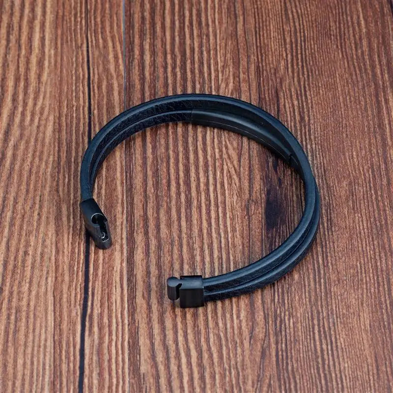 Black Braided Leather Bracelet