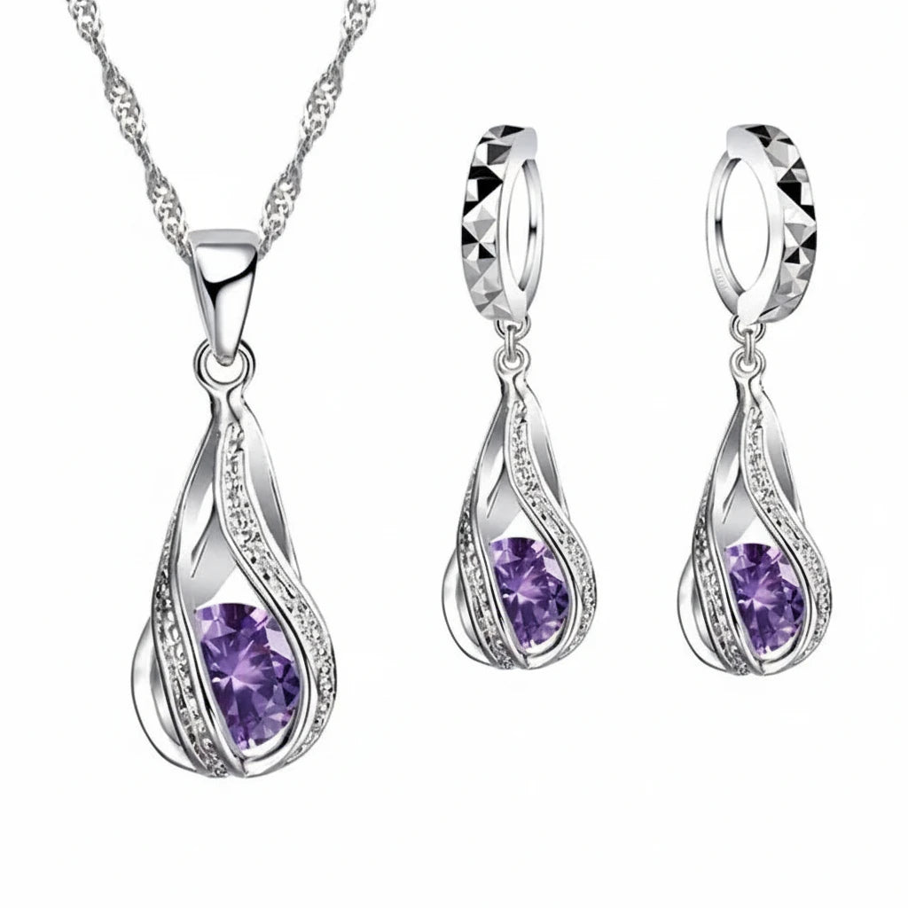 Sterling Waterdrop Zircon Set