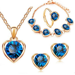 Blue Crystal Bridal Set