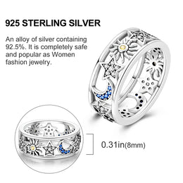 Blue Zircon Moon Ring