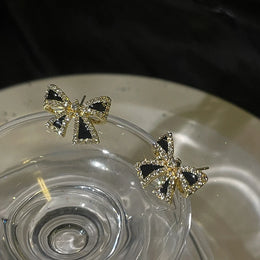 Rhinestone Bow Stud Earrings