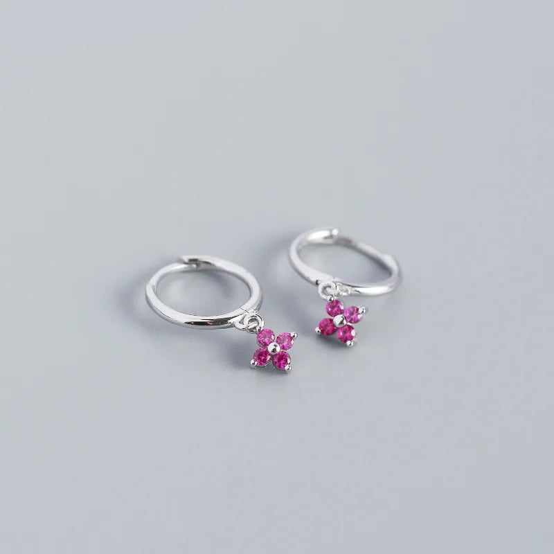 Floral Zircon Silver Studs