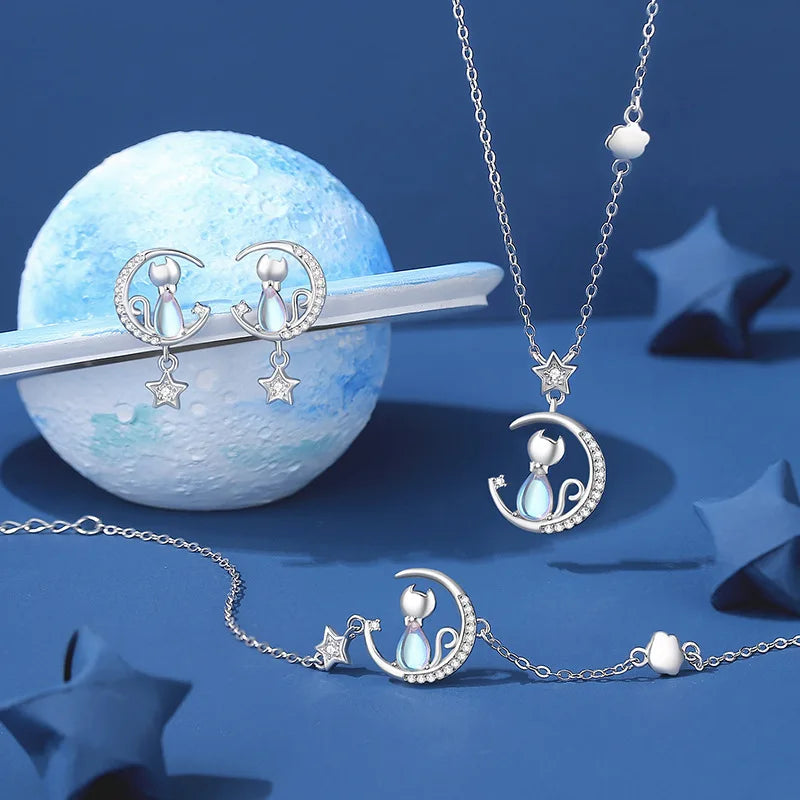 Cat Moon Jewelry Set