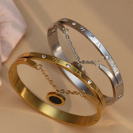 Roman Crystal Steel Bangle