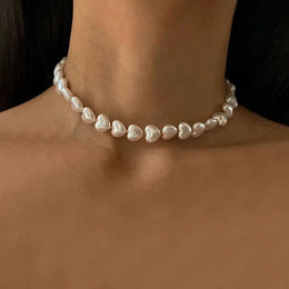 Layered Pearl Heart Necklace